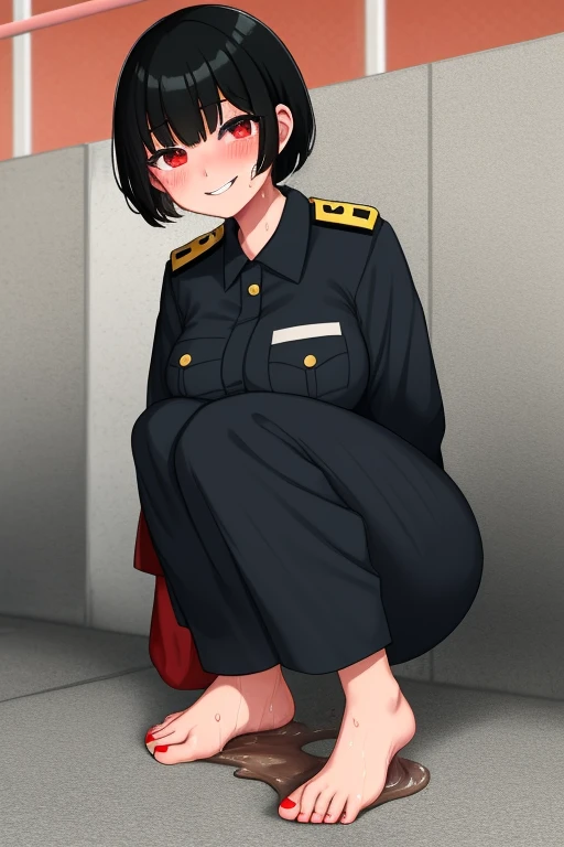 25 years old girl, wearing black stocking and army uniform, standing, showing (hairy pussy:1.2) 
<lora:female pubic hair3-000005:0.45> pubic hair