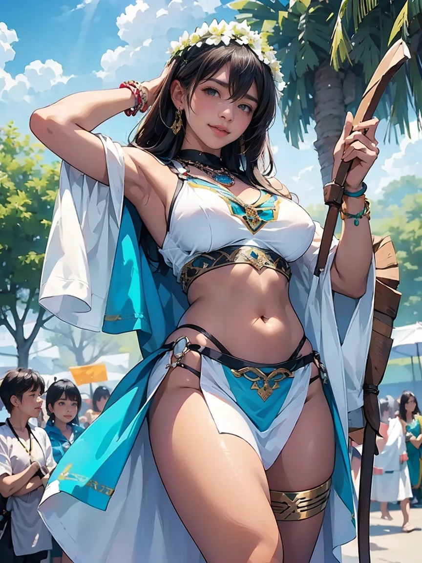Stinking eyes、Dynamic Angle、In the jungle、river、Amazoness、Girl、Girl、Short、Lower school girls、Innocence、Pure、Pussy、Indian、Both eyes open、National costume、Ethnic Makeup、Brown skin、Small breasts、Nipples