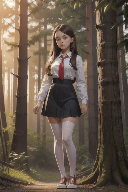 school girl in forest , tropical rainforest , waistband of skirt is at the point above chest , school girl big breast , red knot , red bow , skirt dark red , plaid skirt , pleated skirt , dirty white Shirt , realisitic、top-quality、crisp photos 、a lot of garbage and junk 、((beautiful a girl、Constricted waist、Neat face、Most beautiful face、Elaborate face、dense dirty brown hair、Refreshing look、Pleasant look、Happy expression、Joy covered in filth、Glad to get dirty))、(dirty school girl uniform、Tangier、brawn hair)、((long and beautiful legs are dirty、Lying face down on filth、Girl with beautiful ass、Scoop out filth with both hands、Beautiful girl's hair is covered in mud、The joy of lying in dirty sewage))、(((I want to smear filth all over my body.、A large amount of sewage flows down the head、The whole body is full of filth、Stick out your buttocks and open your legs、a large amount of dirty garbage and waste,,、Heaps of garbage)) , twin tails hair , dirty white Pantyhose , School shoes, dirty white socks