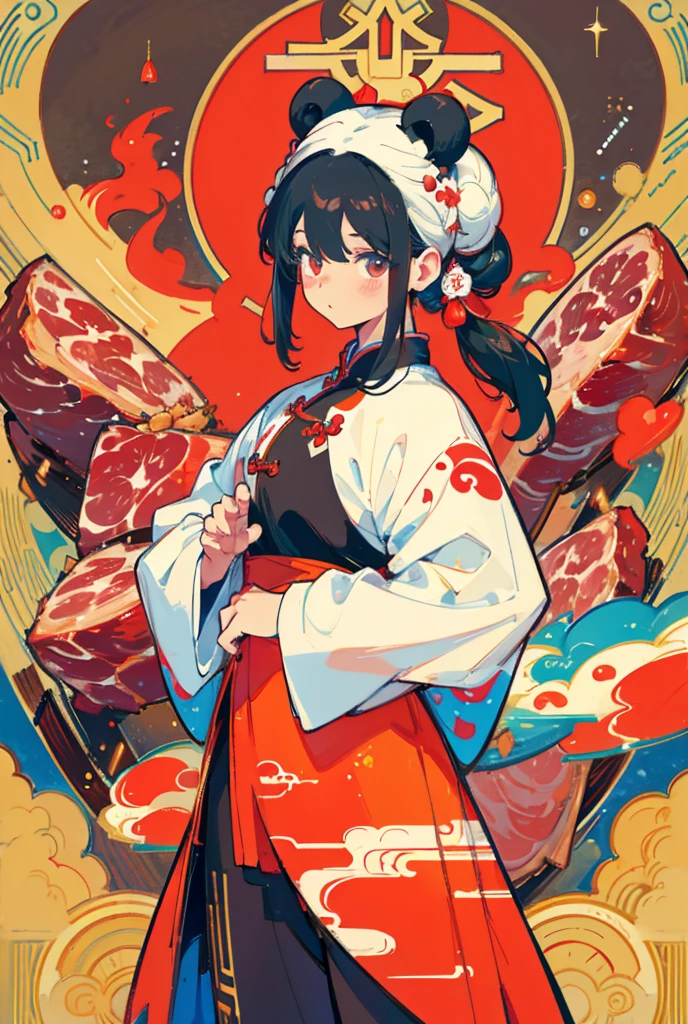 5Men in their 0s Asian people 1A smile bigeyes90s style anime retro eating hairy crabs