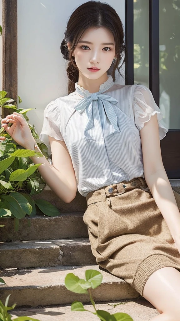 (white panties:1.3),17 year old girl,(tight skirt:1.3),(Looking directly at Viewer:1.3),(realistic silk panties:1.3),(Big eyes:1.2),(double eyelids:1.3),(long eyelashes:1.2),(Extremely beautiful face, Beautiful lips, Beautiful eyes,( smile:1.3),(happy smile:1.3),masterpiece, Raw photo, Best Quality, Photorealistic, Highly detailed CG Unity 32K wallpaper, intricate detailed face, ((Ultra detailed skin)) , Cutest Pretty Japanese girl, Super Idol, Clear eyes:1.2), thick thighs, balanced elegant face,(small mouth:1.1),drooping eyes