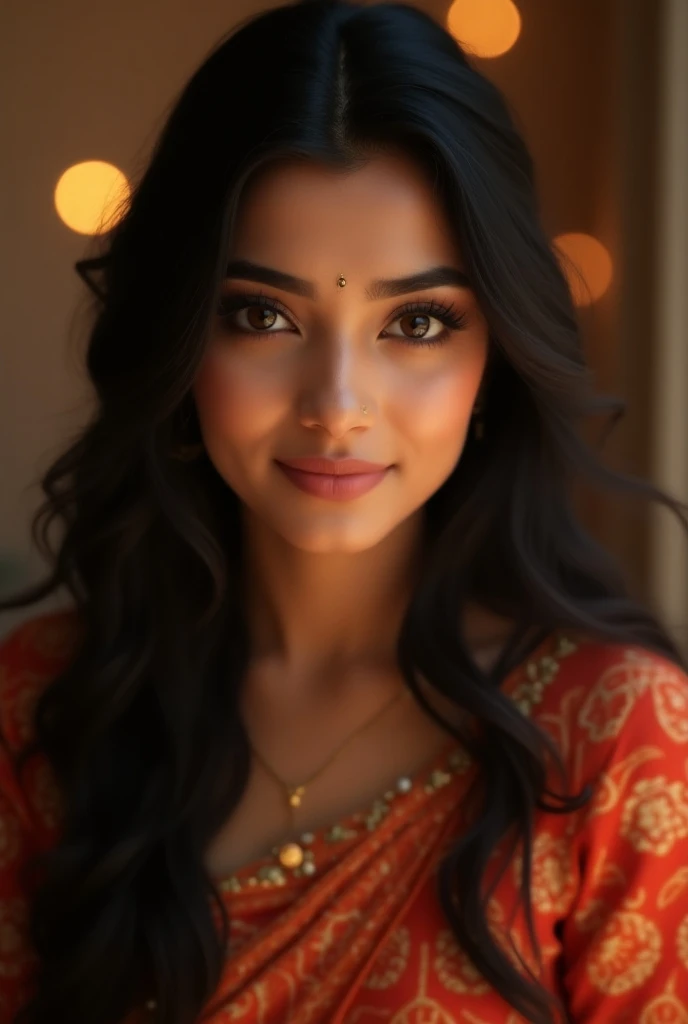 Convert the image into caricature with an Indian wedding attire