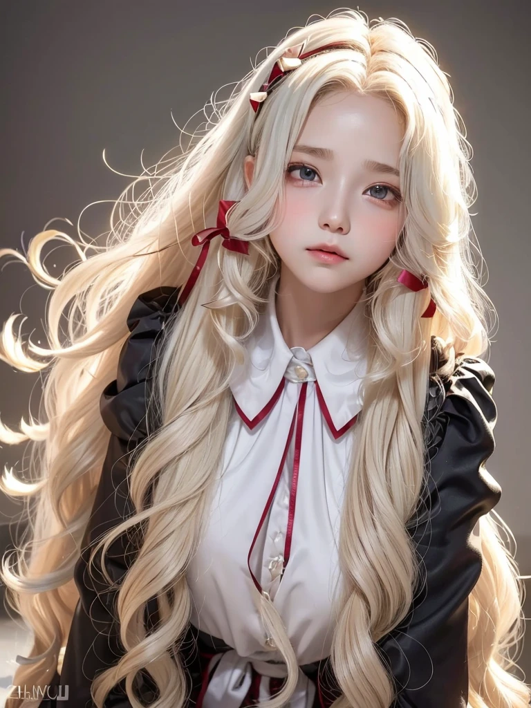  one girl , ((((*********************************)))), Lustful Girl , (((Platinum blond wavy hair with fluffy volume))), Thready hair,  Expressive Hair , Beautiful white skin,  Clear skin that seems to let blood vessels through , ((Very beautiful skin)), Wide forehead,  Thin, aligned eyebrows , Drooping eyebrows, Melancholy eyes, Light-pigmented eyes, Low Nose,  slightly reddish cheeks , Thin lips, A soft smile, A kind smile,  Elegant sleeveless blouse ,  sleeveless, (( Ribbon Hair Ornament )),  Skin texture with shining downy hair , Natural sunlight , Rose Park ,  Professional Photos , masterpiece, 8k, 16k, Detailed Details,  super high definition, Clear image,  super high image quality ,  is in focus accurately