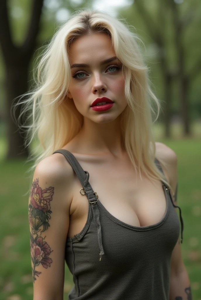 blonde woman with forked tongue