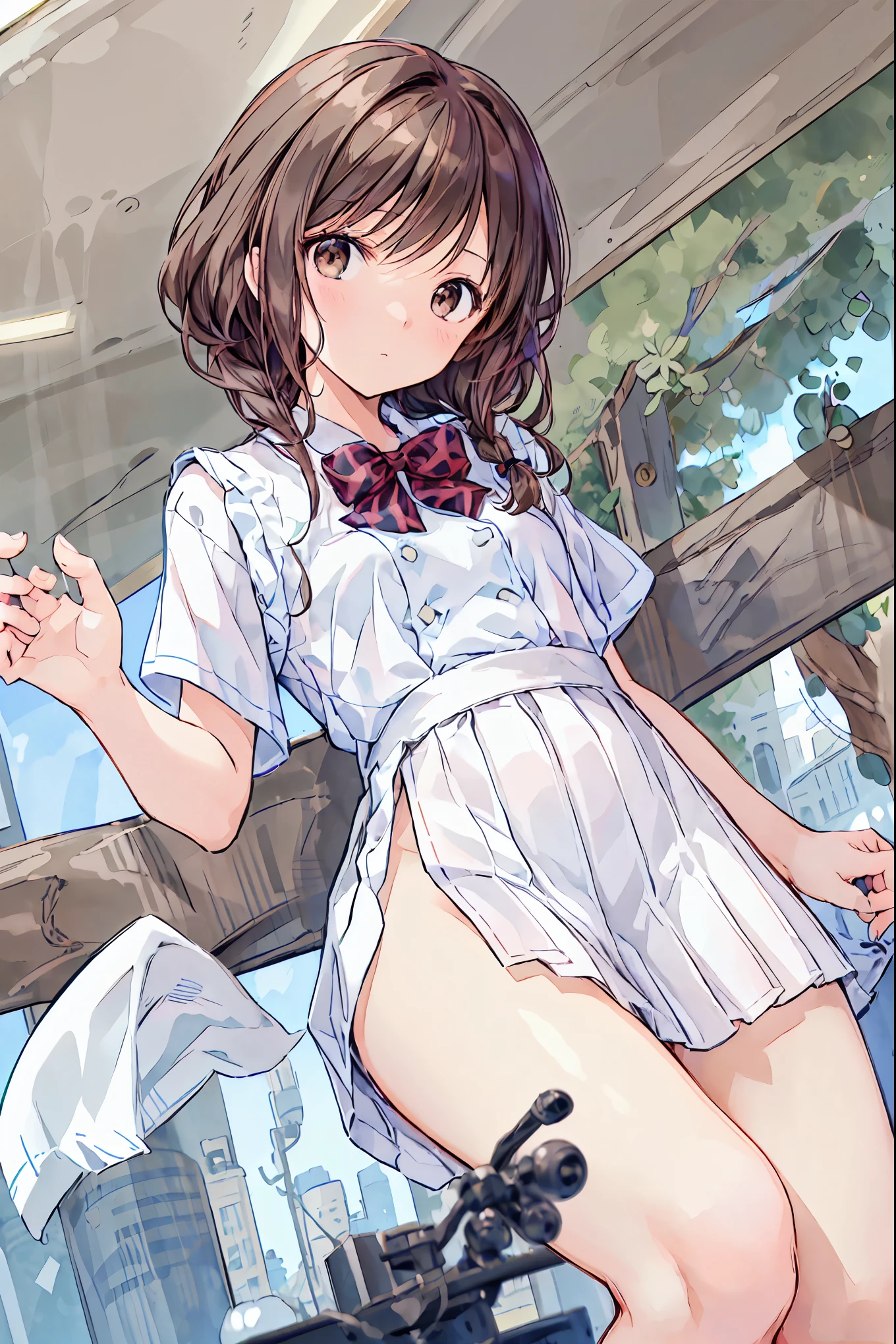 mejiro_bright_(umamusume), Sexy body, plump, sexypose, ((Lift skirt,White panties:1.1)