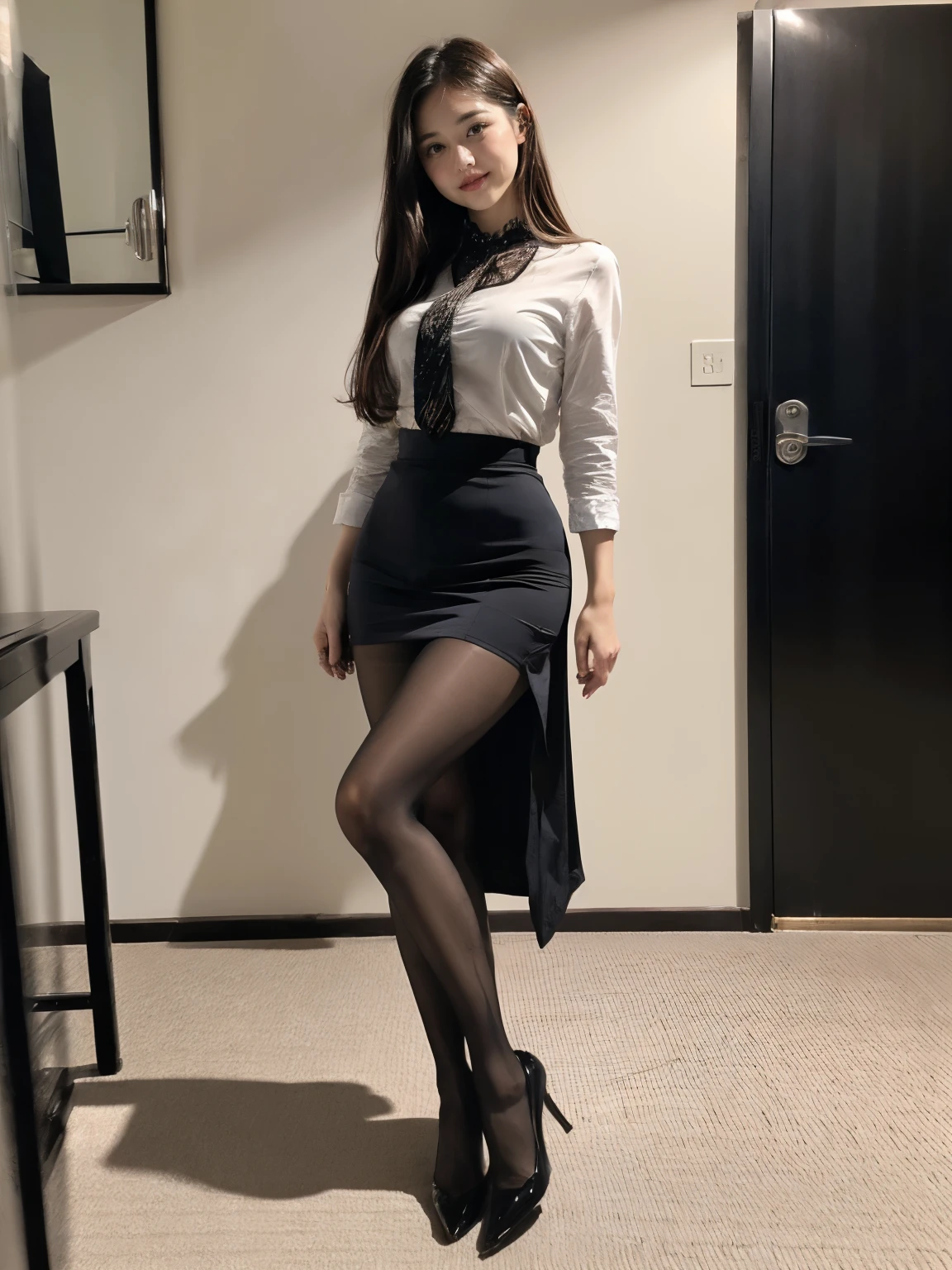 (((8k、 High Resolution 、Best Quality、 High Resolution )))Alone、Natural body shape、 white skin、 Makeup、((Keep your hair short))、((()))、、(:1.4)、((High heels))、(((((Full body images)))))、(((Luxury Venues)))、(((Young woman in formal attire )))、 High-end residential 、(((Random colors))) 、(( full lace long dress ))、(( see-through :1.3))、(( slit tight skirt 、 long dress with slit 、 Super Realistic Pantyhose ))、 sitting on random things 、、Cute expression、Adorable smile、((Bare thighs))
