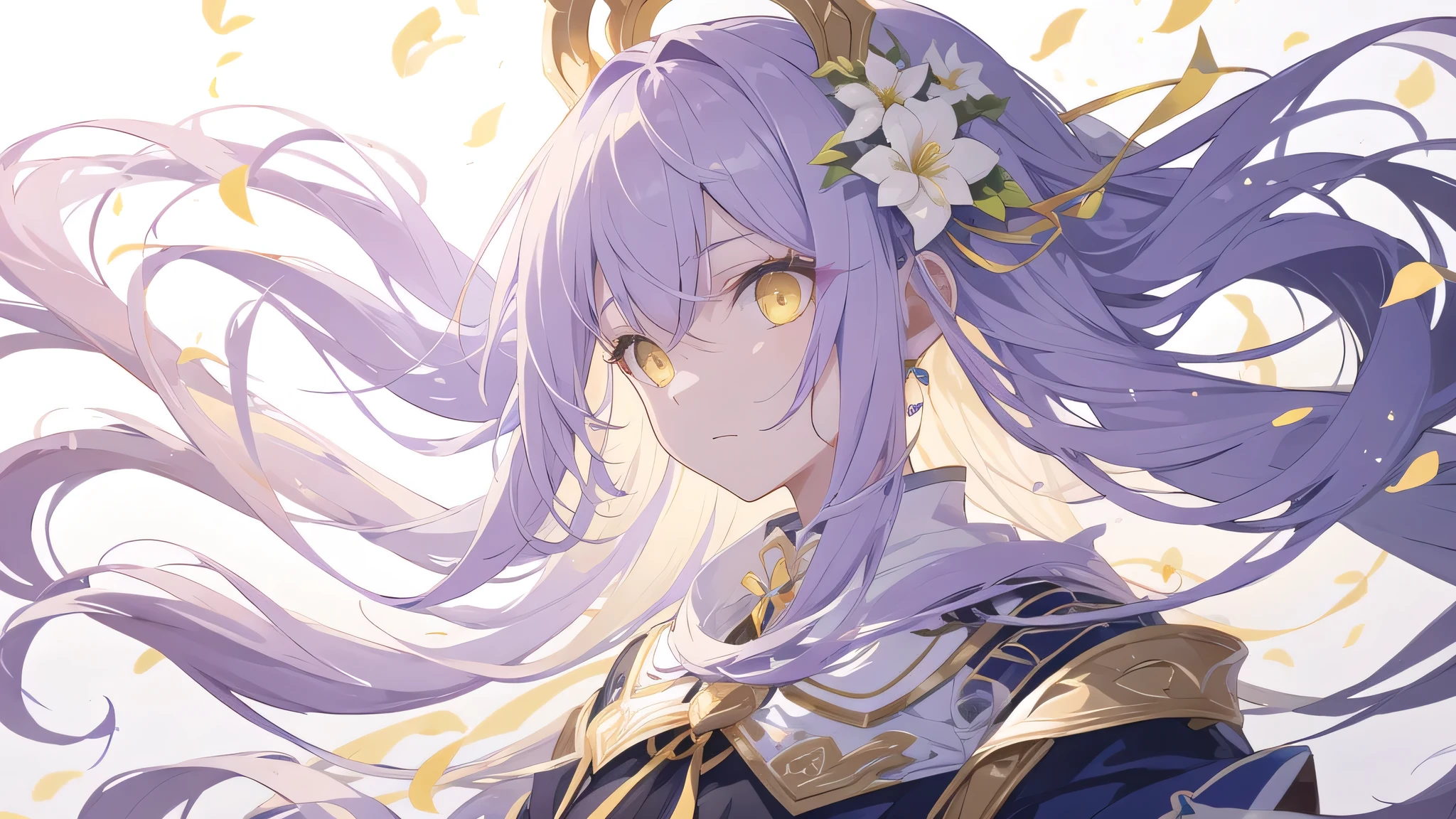 Anime girl with angel halo and sword in hand, (Portrait:1.8), ((huge-breasted、huge-breasted)), (huge-breasted:1.2), best anime 4k konachan wallpaper, white haired god, Gapmoe Yandere, Fate Grand Order, gapmoe yandere grimdark, anime style like fate/Stay Night, portrait gapmoe yandere grimdark, yandere, yandere intricate, yandere. tall, demon anime girl)