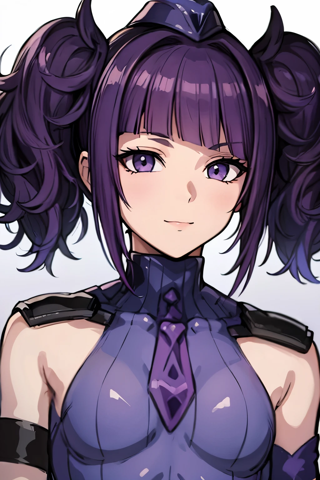 masterpiece, highest quality, (highest quality), (best illustrations), 8k,on the bed, {{{masterpiece}}}, {{{best quality}}}, {{Super detailed}}, {{very delicate and beautiful}},{{{best quality}}}, {{Super detailed}}, masterpiece, highest quality, (highest quality), (best illustrations), 8k,{{{masterpiece}}}, {{{best quality}}}, {{Super detailed}}, {{{best quality}}}, {{Super detailed}},face close up,DOLLSUIT, purple DOLLSUIT,mamimi tanaka, asymmetrical bangs, blunt bangs, diagonal bangs, (purple eyes:1.1), purple hair, twintails,smile