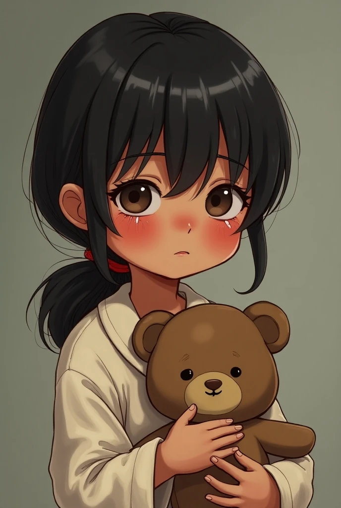 masterpiece, best quality,anime style, 1 girl,(((slender body))), (((small eyes,small breast))),(((gym uniform))),(((((3 monkey grabbing the girl))))),((((cum facial)))), (beautiful face), (((short ponytail))), (((straight hair))), ((((black hair)))),detailed beautiful skin, (perfect hands, perfect anatomy)