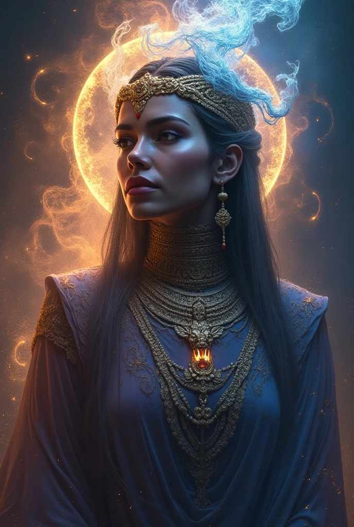 Gaea goddess , Photorealistic, Dark celestial Background, Oil Painting By Greg Rutkowski, Unreal Engine, Intricate, 8k, Epic Composition