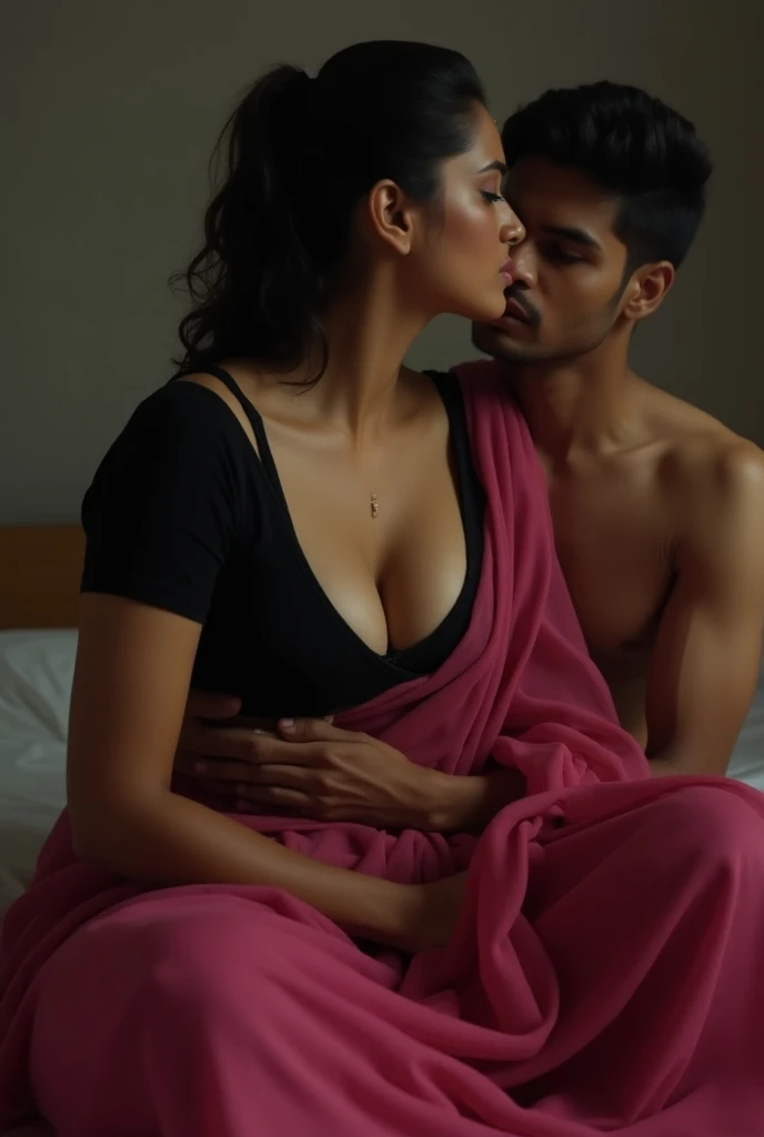 Indian boyfriend is trying to kiss his girlfriend at home