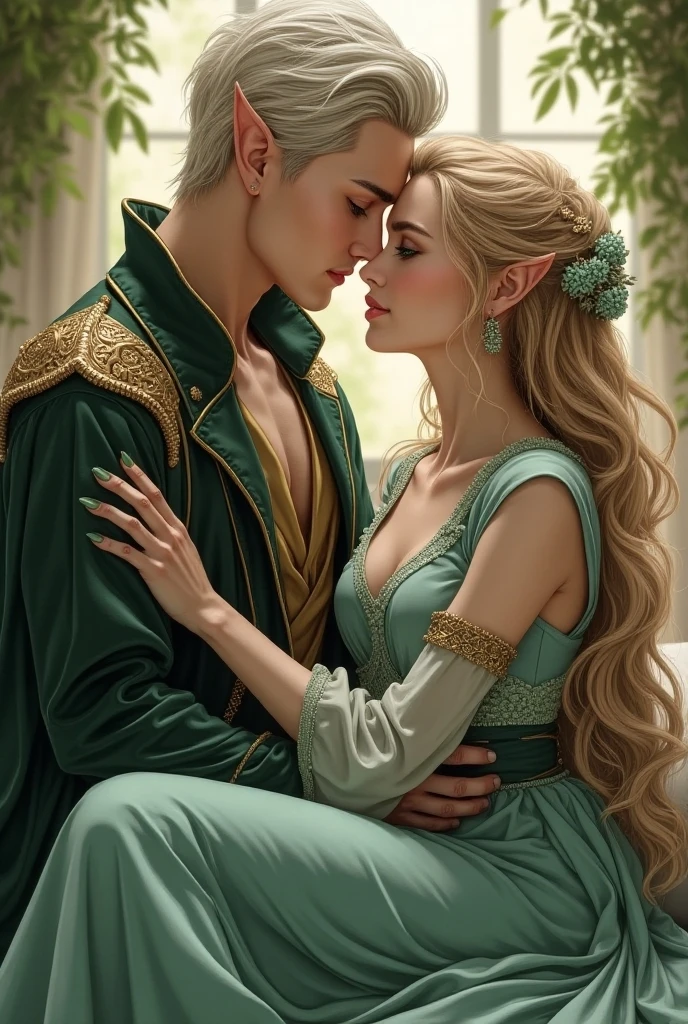 A healing hero, with green powers, blond, Cao Cao, bonitas, greeneyes