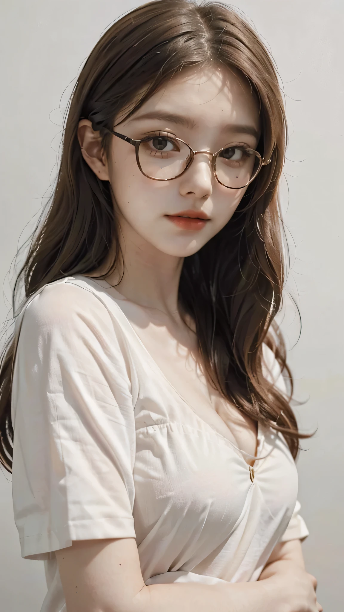 1girl,, pubic hair, (looking at viewer, light smile, ), brown hair, brown eyes, long hair, hair_flying, Fluttering hair, flying_hair, ((Transparent glasses, glasses, glasses_on_nose)), wind coat, black_coat, ((nfsw, expose, nude, breasts out, nipple, small breasts, )), sexy, charming, stunning, enhance, delicate, (pale skin, real_skin), sunlight, autumn, wind, tree, fallen leaves, outdoor, best quality, high quality, highres, 8k, photo realistic, raw photo, cannon, nikon,