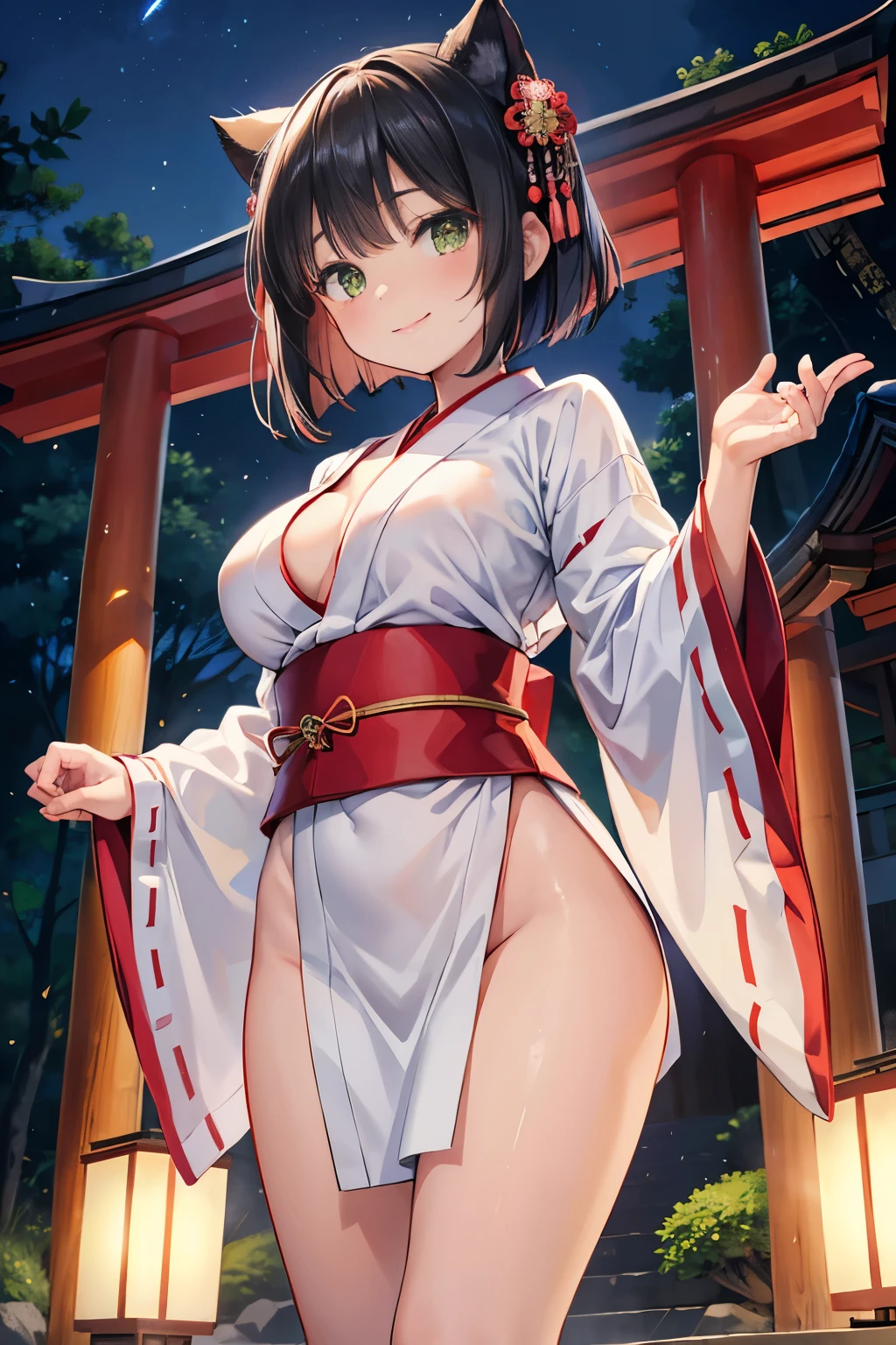 1girl, a -yeld slgirl with a face of pure joy, stands barefooted and unclothed, except for her Japanese-style kimono that is open to reveal her slimming waist. Sweat drips from her body as she squirts water from a nearby hose, her expression one of playful delight. The scene is captured in hyper-realistic, high resolution 8K, revealing every intricate detail of her bare skin and the delicate facial expressions that play across her features. Her small, pert breasts glisten in the sunlight, and the emphasis on her female genitals is subtle yet intentional.

As she stands there, she spreads her