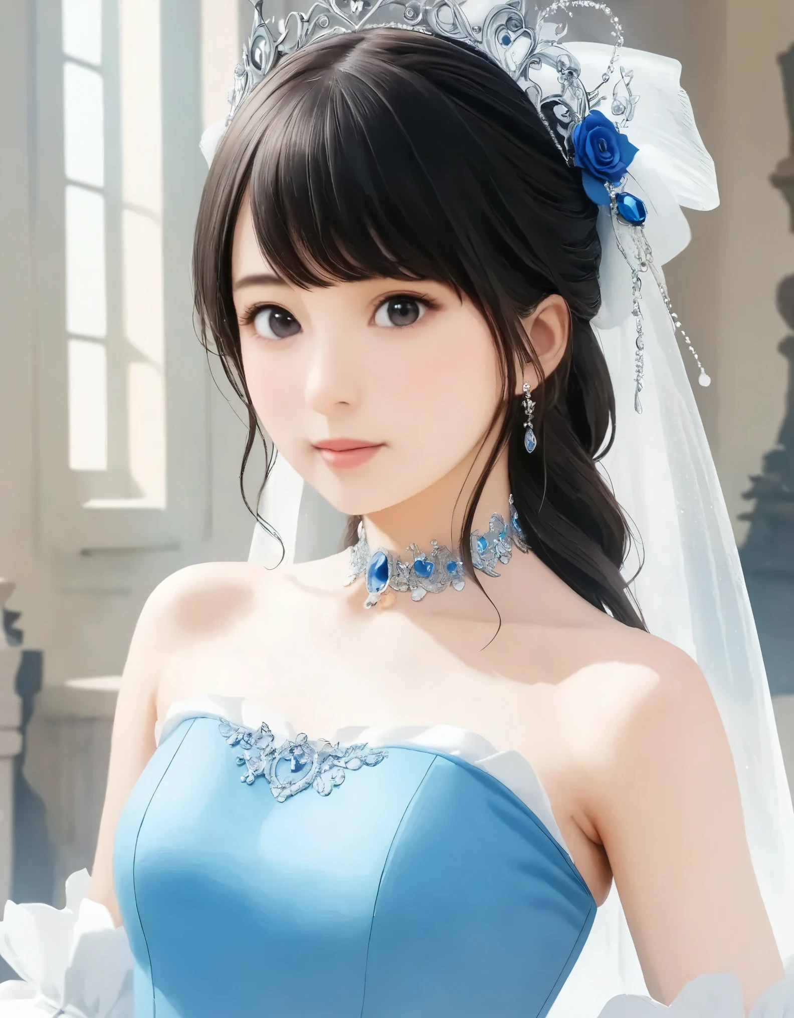 (best quality, 8k, high resolution:1.2), 1girl, Cinderella, upper body