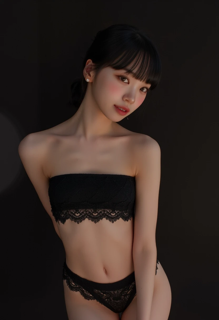 lingerie, Black underwear,sexy,belly button,whole body,sexy,Alone,
