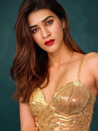 from distance view, extreme full body((head to full Thighs portrait photo)) of Kriti Sanon, resembling kriti sanon, 100% accurate face, cute cheeks, red lips, sexy slim figure, swooping small breasts, open arms, whole body in frame((she showing pro. model poses at crowded party)), black wavy hairstyle, (ultra realistic), intricate detailed, (ArtStation:1.2) , Do Exactly Whatever written in this Prompt.