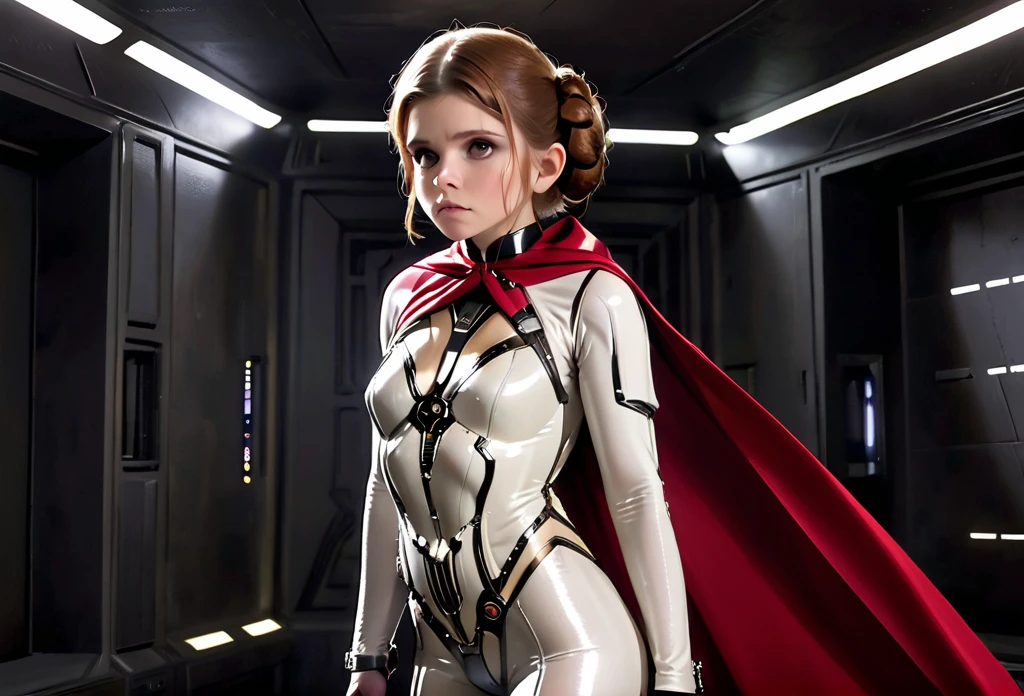 Kate Mara (Age 25) In the role of Princess Leia  ( white metallic body suit and cape )  is a state-of-the-art and very dangerous torture chamber,  who begs for mercy with Darth Vader , damsel in Not, Damsel in Distress
