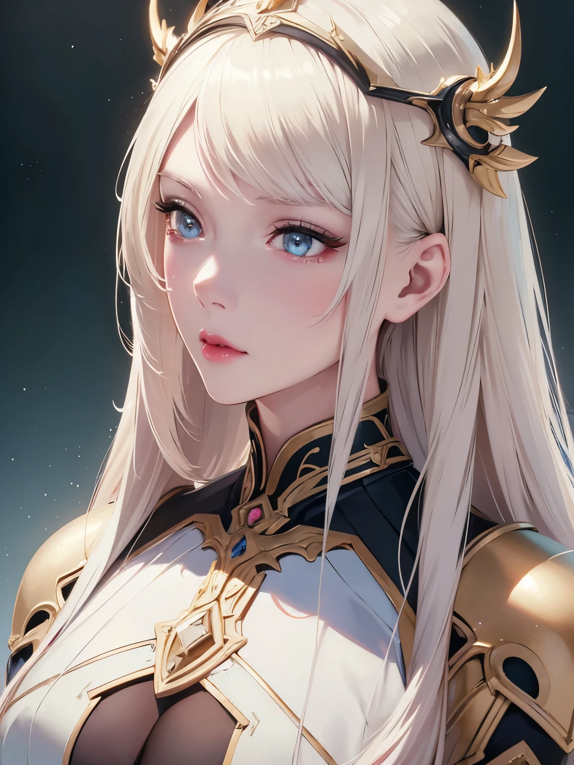 anime in cgi style, super detailed fantasy characters, Highly detailed 4K digital art, karol bak uhd, в Полный Рост goddess в космосе, beautiful digital art pieces, 2. 5 d cgi anime fantasy work of art, goddess. extremely high detail, portrait of a cyborg queen, an extremely detailed photograph of the goddess, Semi-hull machine, inorganic, High-performance next-generation cyborg, goddess of Machines, the perfect cyborg, masterpiece, created by ultra-high-performance artificial intelligence, Best quality, Ideal Angle, perfect composition, sharp outline, Best shots, ideal forms, ideal model style, Very beautiful and detailed eyes, EMPTY EYES,score_9,score_8_up,score_7_up,dramatic lighting,highly detailed,high budget,bokeh,cinemascope,moody,epic,gorgeous,film grain,grainy,masterpiece,best quality,perfect anatomy,very aesthetic,official art,8k,