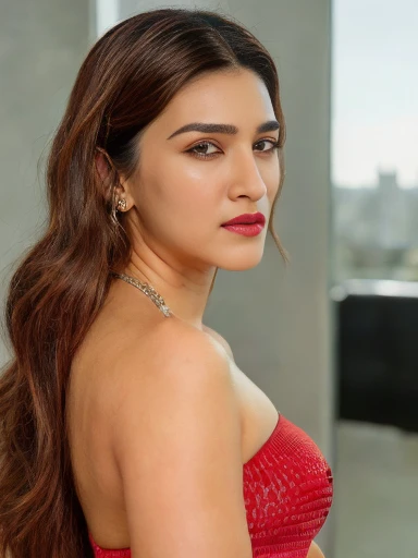 from distance view, extreme full body((head to full Thighs portrait photo)) of Kriti Sanon, resembling kriti sanon, 100% accurate face, sexy strapless bikini, cute cheeks, red lips, sexy slim figure, swooping small breasts, colourful, open arms, whole body in frame((she showing having sex poses at crowded party)), black wavy hairstyle, (ultra realistic), intricate detailed, (ArtStation:1.2) , Do Exactly Whatever written in this Prompt.