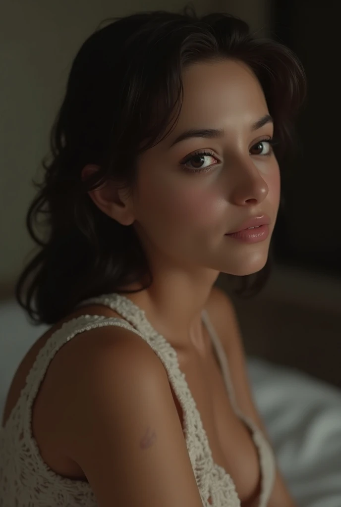 (photorealism:1.2), beautiful woman, lying face down with her butt raised, wearing a thin thong, short curly hair, indoors, soft lighting, window with sunlight, cozy room, realistic, intricate details, warm colors.