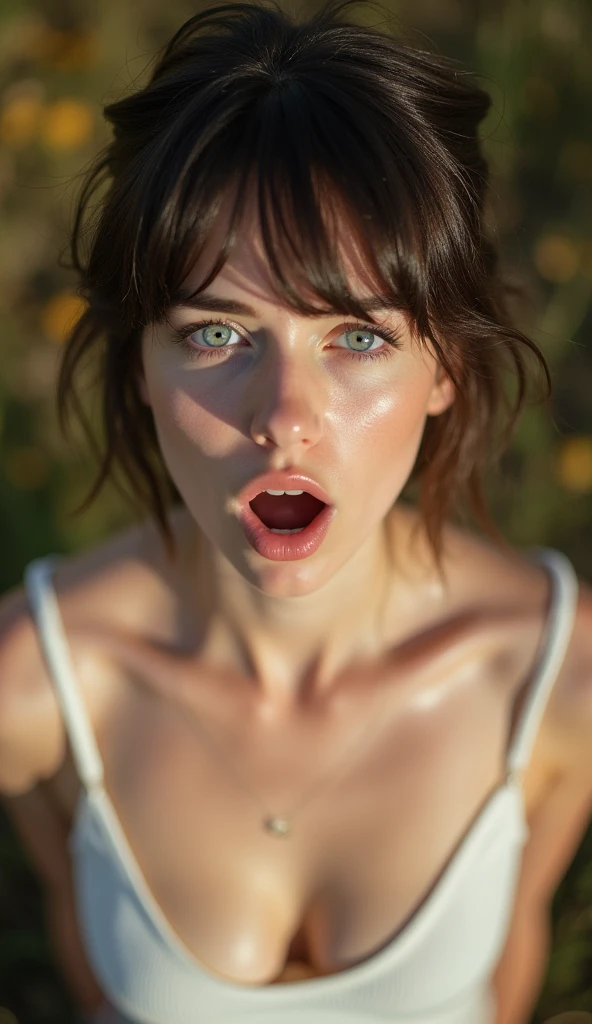 Liv Tyler as Arwen, wide open eyes orgasm face, anal fuck by an orc, in a the woods near a river, nude, at night