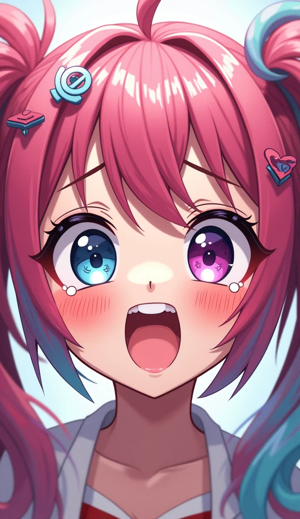 rating_all, score_10, score_8_up, score_7_up, Haruka Hanabishi, magical girl, looking at viewer , room, blush, open mouth, big mouth, tongue, tongue out, close up, saliva, uvula, uvula, room, mouth focus, excessive saliva, giantess,