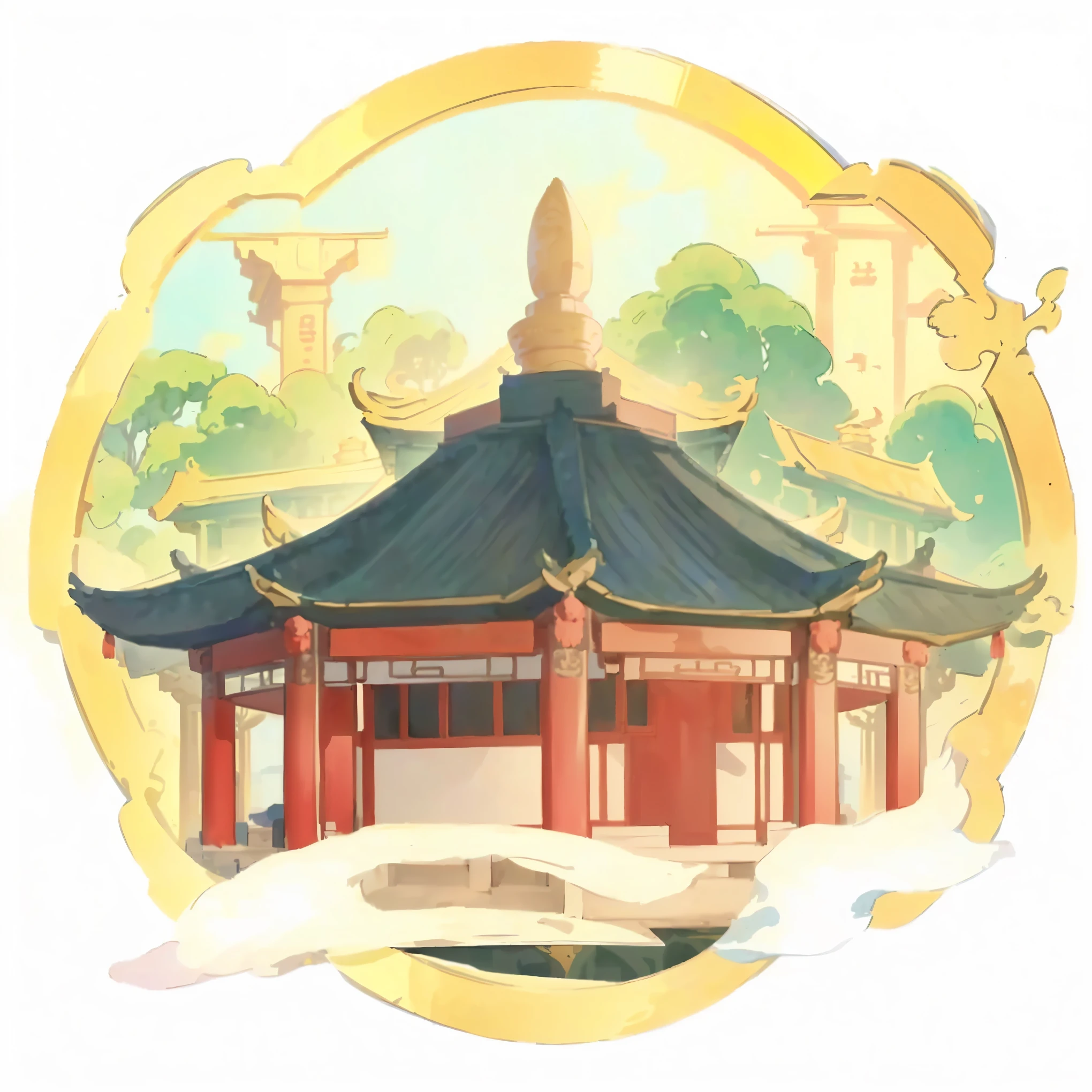  Photo of a building ， Background is a treasure tower , temple background, background depicting A temple ,  digitally painted tower , Palace background , zen temple background, background art, anime background art, Chinese watercolor style, anime background, chinese palace, Chinese architecture,  has a Chinese temple , Anime landscape concept art, A temple ,  Mysterious temple environment 