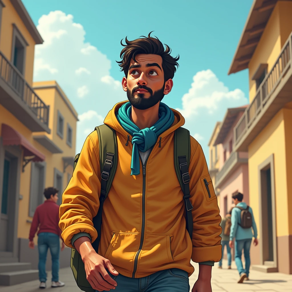 A person who uses a mobile phone carrying an emotion or excitement on their face. whereas it seems sketchy, como estilo desenhado. 8K Ultra realista. mais pixels, cinematic color grading, Cinematic lighting on a wonderful street.