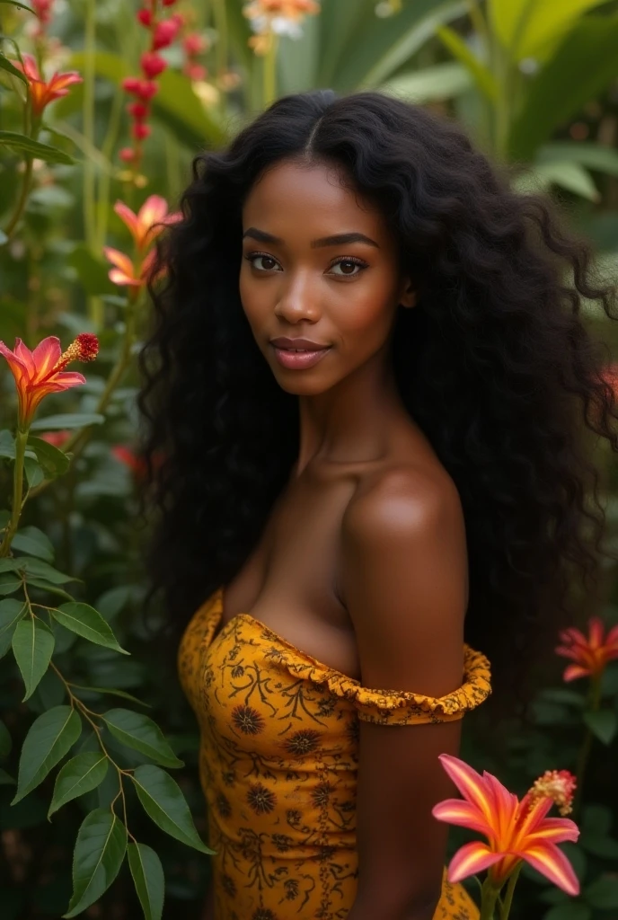 make sexy girl usa, style hair colure black, and age 22, look's like really hot and amazing face big standing in a field