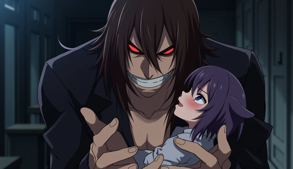 score_8_up, score_7_up, anime screencap, perfection, 1 girl, Sucy Manbavaran, two eyes, girl lies on side, in girl bedroom, nude body, nipples, girl with sharp teeth ,flat chest, indoors, witch academy, blushing, shy, seductive, aroused, pussy, girl hugging boy neck, skinny body, 1 boy around, erected penis, saliva, happy face, boy hugging girl, vaginal, boy fuck girl in pussy, pussy juice, girl smiling, girl kissing boy, side view,