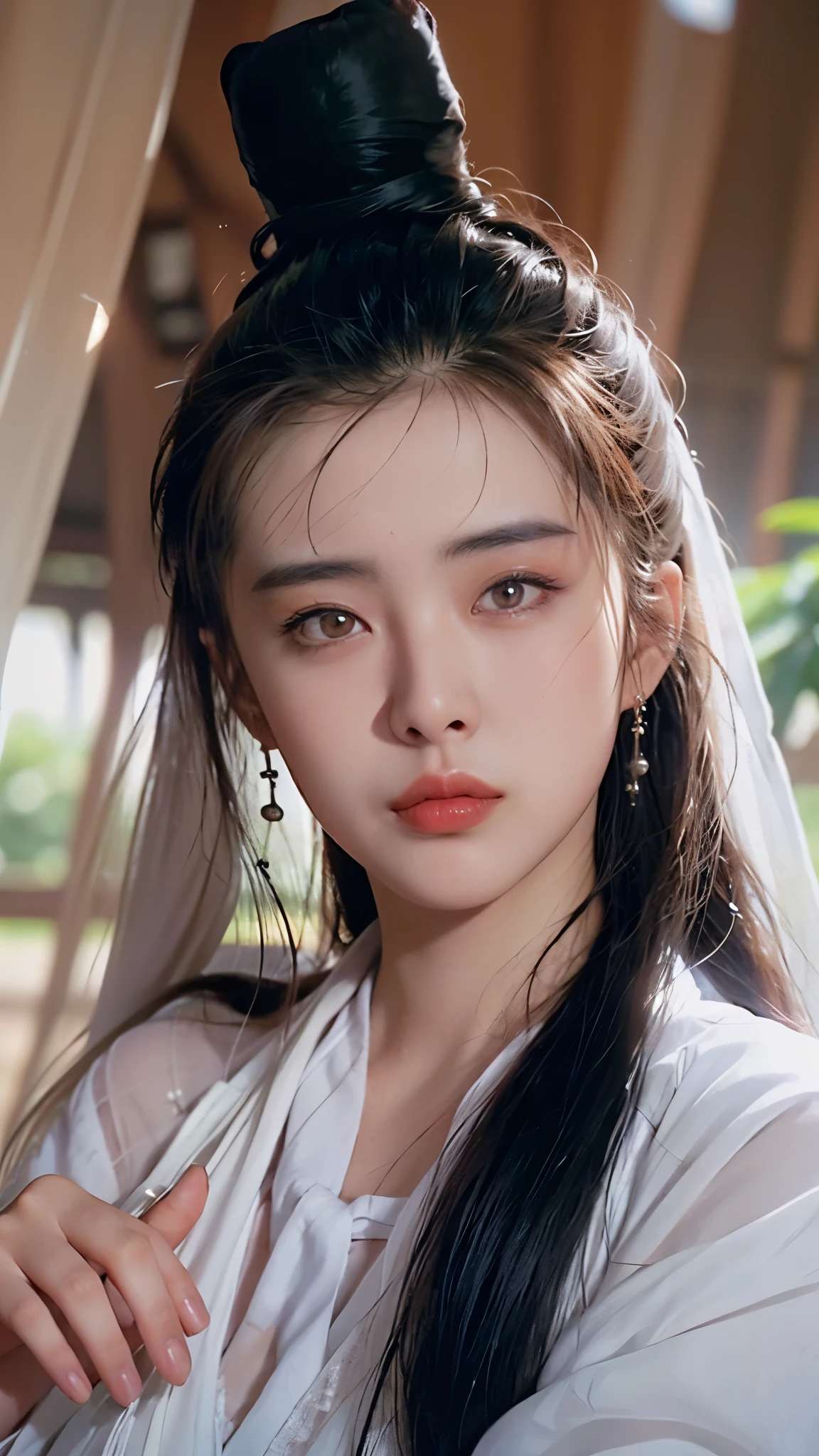 chinese ghost story,
(King of Juksian:1.1),(Ni Xiaochen:1.2),Chenbyohun,1 woman,alone,black hair,long hair,hair bun,mole,realistic,clothes,jewelry store,Lips,earring,hair bun,중국clothes,Hanfu,looking for_consolation~toion,beautiful detailed eyes,고대 중국 clothes,
(Pure white clothes:1.5),투명한 clothes,(흰clothes:1.5),
ancient background,calligraphy background,very long hair,(sheer curtain:1.3),gauze curtains,strap lift,tear,Eyes through hair,wallpaper,huge file size,Chinese~toion,Chinese art,Shukezouma,Foreshortening,~~to_아래to,, best quality , masterpiece, illustrated~toion, very delicious~toe and beautiful, very detailed ,CG,unity,8k wallpaper, amazing, in detail, masterpiece, best quality,official art,very detailed CG unity 8k wallpaper,absurd, incredibly absurd, huge file size , very detailed, mackerel, very detailed,beautiful and delicate girl, very detailed eyes and face, beautiful detailed eyes,얼굴to 빛을 비추다,