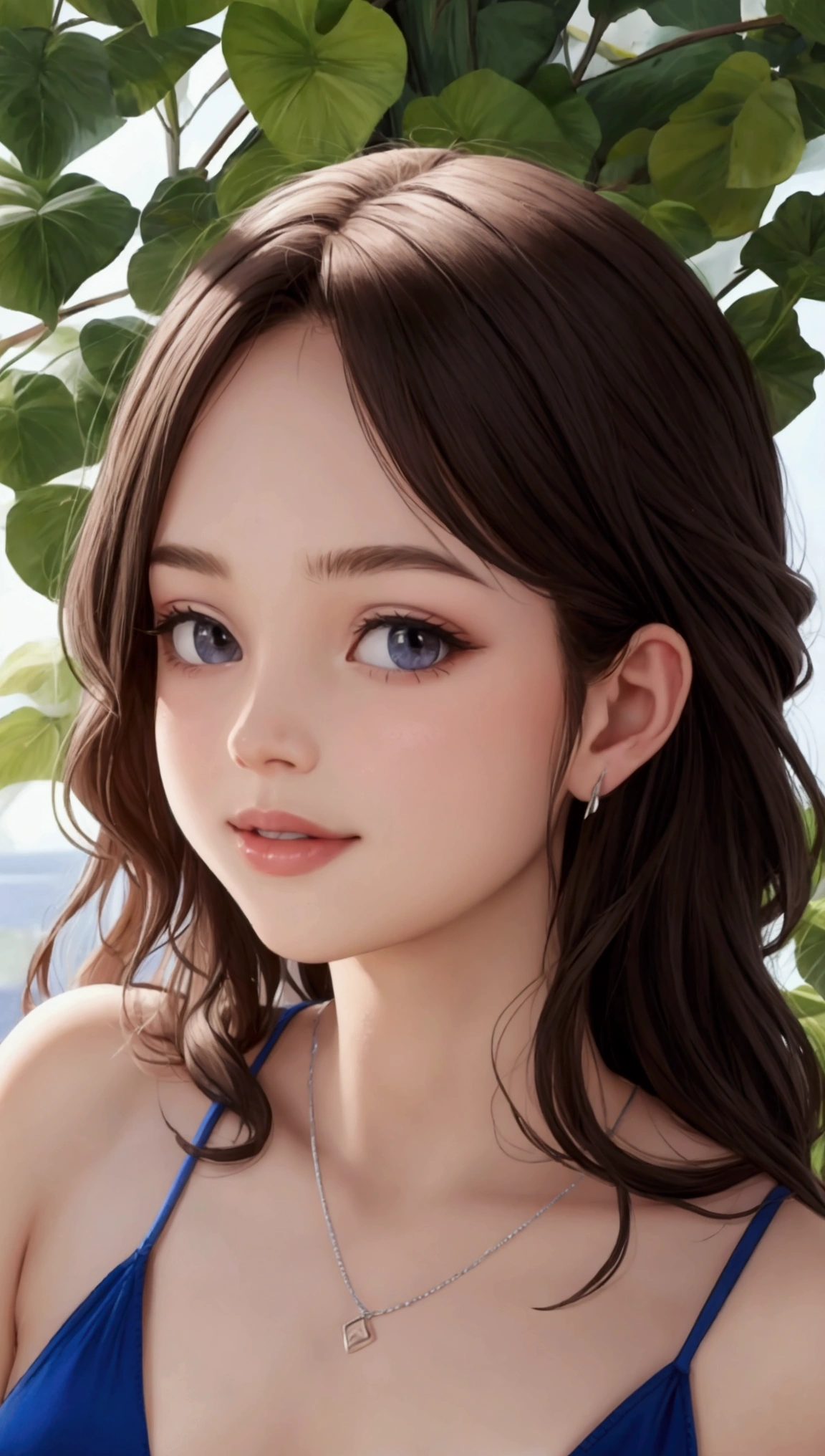 8k portrait of young girl with brown hair, tank top, bikini, colorful, small chests, see through fabric, shear fabric, elegant, highly detailed, majestic, digital photography, surreal painting (masterpiece, sidelighting, finely detailed beautiful eyes: 1.2), hdr