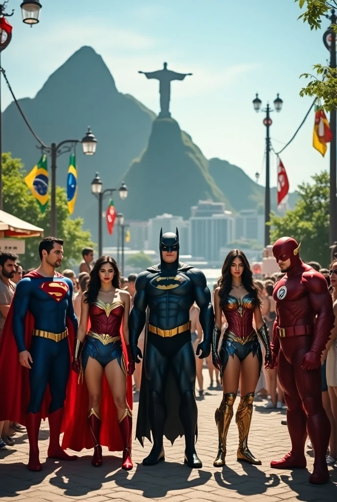 hyper-realistic humanized monkey characters from Zootopia, dressed as Brazilians going to the beach with children and families, with Batman as the tour guide, Robin, Wonder Woman, and Captain Caveman with his club, interacting with each other inside a bus, ultra HD quality, 8k, high definition and resolution, with added intricate details to the scene