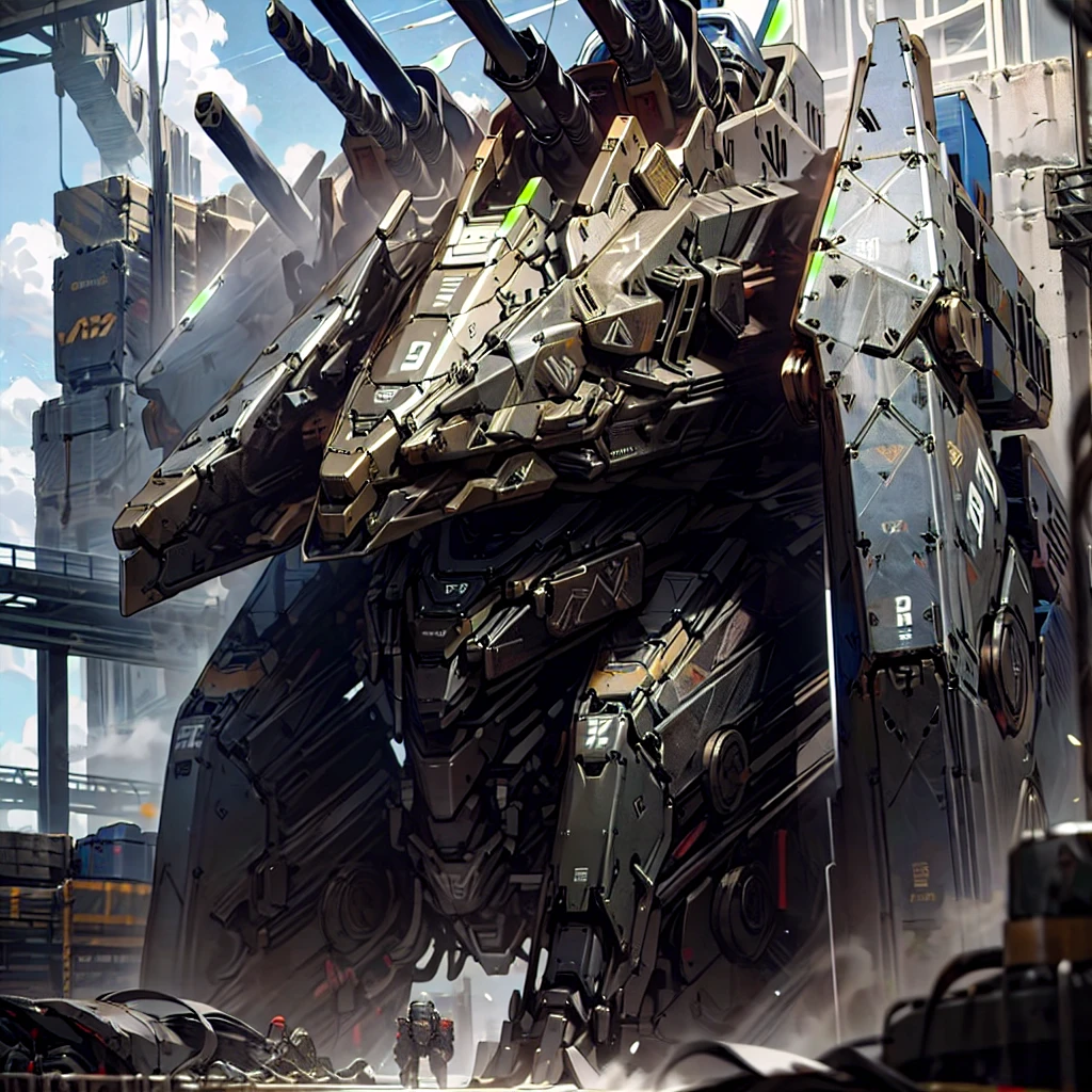 null, cloud, holding_arms,  no _human, Shine, ( robots_flying sky), (Fly at high speed)、Shine_eye, Mecha, science_ fiction, Realistic,((( armored core))),(Masamune Shirow)、