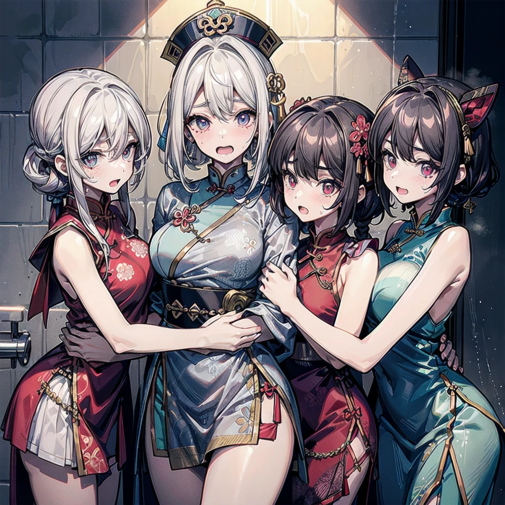[Game 1.5], [Ganyu 1.5] [Genshin Impact 1.5], Ganyu being clumsy, soaked wet, robe, no underwear, visible chest and vagina, cute,