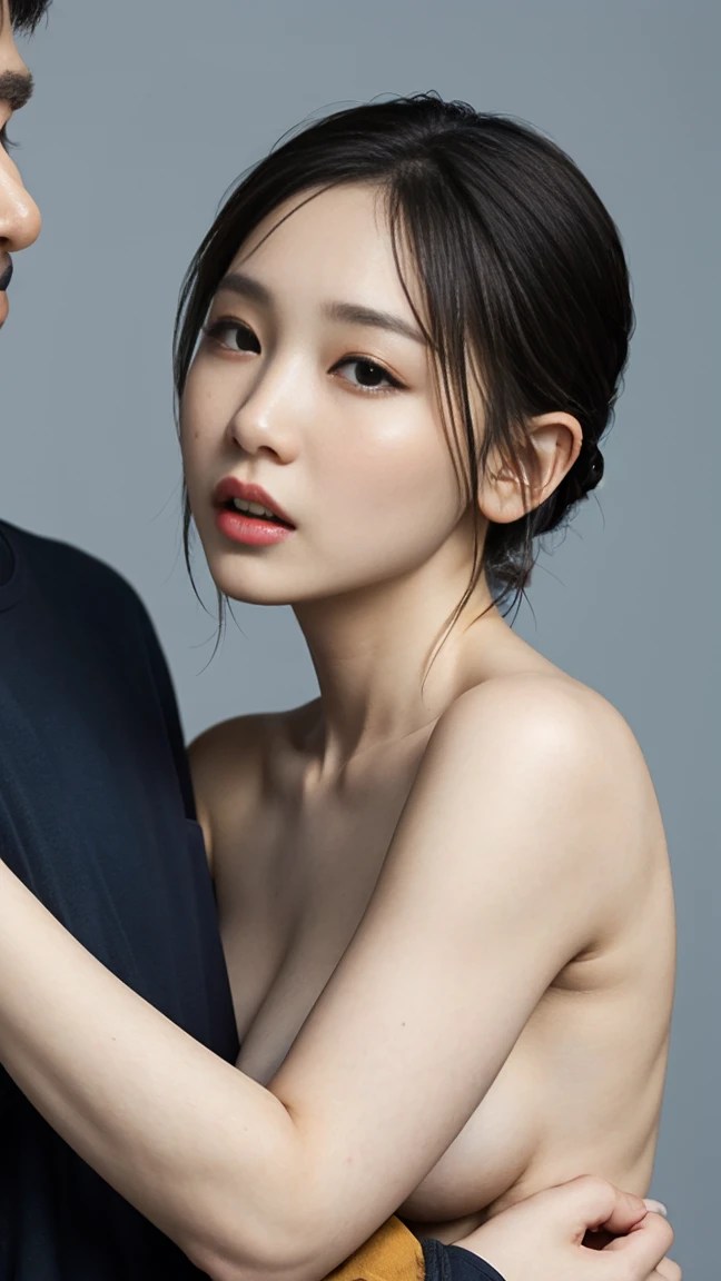 High quality, Ultra detailed, best quality, insanely detailed, beautiful, masterpiece,BREAK,((one girl)),(detail),(in classroom),((perfect anatomy)),nsfw,((naked)),(naked),((14years old)),((flat chest:1.5)),(stare at viewer with stern eyes:1.5),((delicate face and eyes)),((one girl)),(ponytail hair),(beautiful hair),surprised, ((beautiful realistic face)),((skinny:1.5)),((slim body)),(delicate face and eyes), ((Equal left and right eyes)),(Slender:1.5),Beautiful Korean Women, Beautiful young Korean woman, Young and adorable Korean face, Gorgeous Young Korean Woman, Korean Girls, Cute beautiful face, Portraits of Korean female idols, Young and pretty Asian face, Cute natural anime face,Asian pretty face,((A bow tie:1.3)),((finely detailed face)),(big eyes:1.2),((beautiful eyes)) ((glistening eyes)),((large eyes)),(( pretty eyes)),(perfect face),(Lanky:1.2),((clear eyes:1.6)),((show nipples)),((beautiful skin)),don't wear anything ,(upper body),(Equal left and right eyes), (nsfw:1.5),(show nipples),(don't wear anything),(nipples facing upwards), correct arm,(Scared:1.3),(guilty expression)