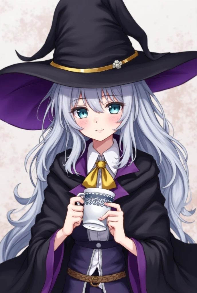Anime girl with white hair wearing a black hat and a black dress, Academia de witchs, Chica witch, 2D anime style, Marisa Kirisame, Retrato de una joven witch, coqueto anime witch casting magia, witch, witch brillante, Art Style, in an anime style, witch, Nyaruko-san, una witch, (estilo lucky winner), lucky winner, ((blue eyes)), (posing for a photo), (elaina), Major