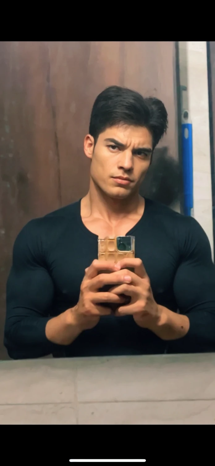 Man, sixpack, black hair, red eyes, villain, gentle,no clothes,handsome