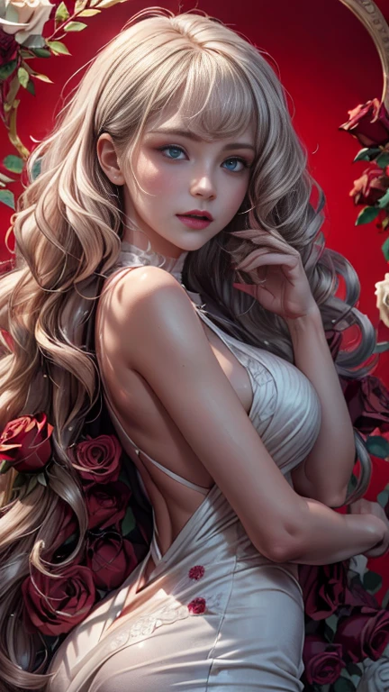 Incredibly beautiful naked young woman lying on the grass , sensual expression, translucent skin, Wide open legs, Hands on your crotch, Erotic, 8K, highy detailed, realisitic, dramatic lighting, swirly vibrant colors, romantic, portraite, shot from above,