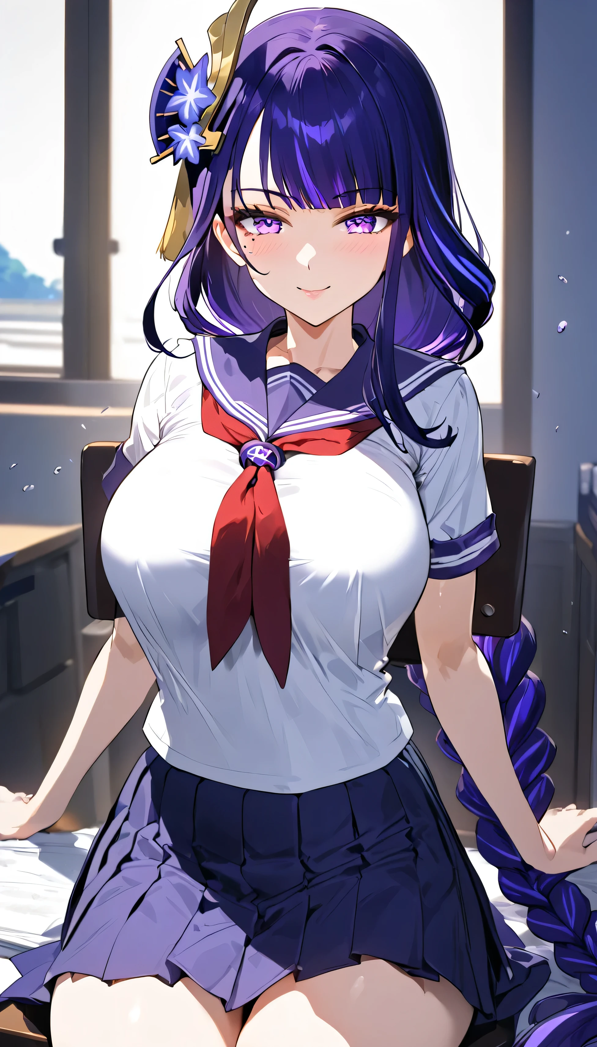 , furuderika, long hair, purple eyes, blue hair, blunt bangs,, , empty eyes , large breasts, nipple, live stage, , Heavy snowfall area frozen wet crying mountain ,solo