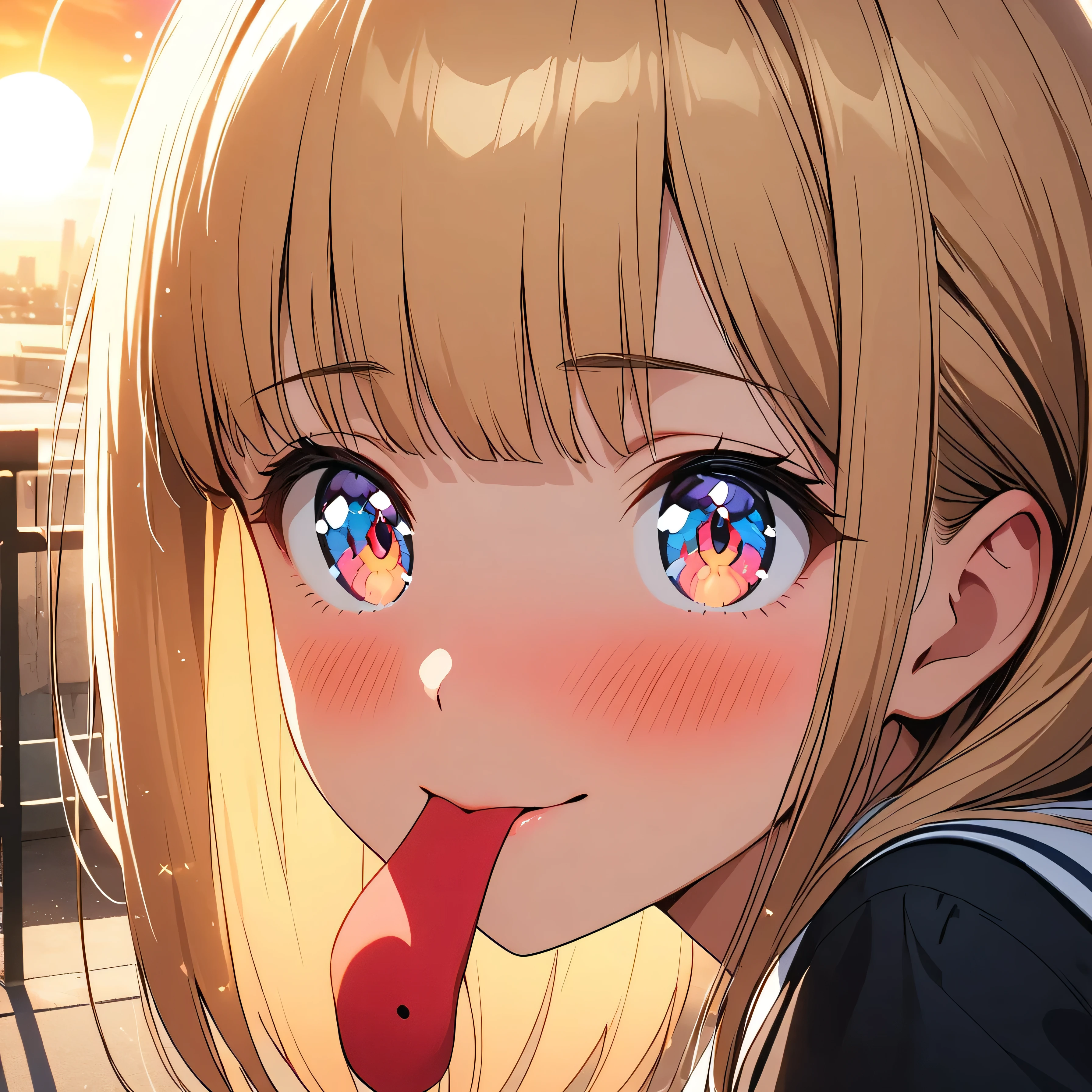 nsfw, (POV oral sex with cum:1.3), (deep throat:1.3), (intense perfect fellatio:1.2), :>=, (1boy, full by:1.2), a pure innocent girl, very cute face, like a idol, blush, (school uniform:1.1), look up at viewer with lovingly gaze, arms behind the back, in front of 1penis with between viewer's legs, (mouth on the viewer's crotch completely:1.3), (perfect keeling under the desk completely, body is perfect into the desk, face come out from under the desk:1.3), (face focus:1.2), (viewer is sitting, bare viewer:1.2), (under the desk with depth:1.3), in own room, viewer's legs in the picture, from above,