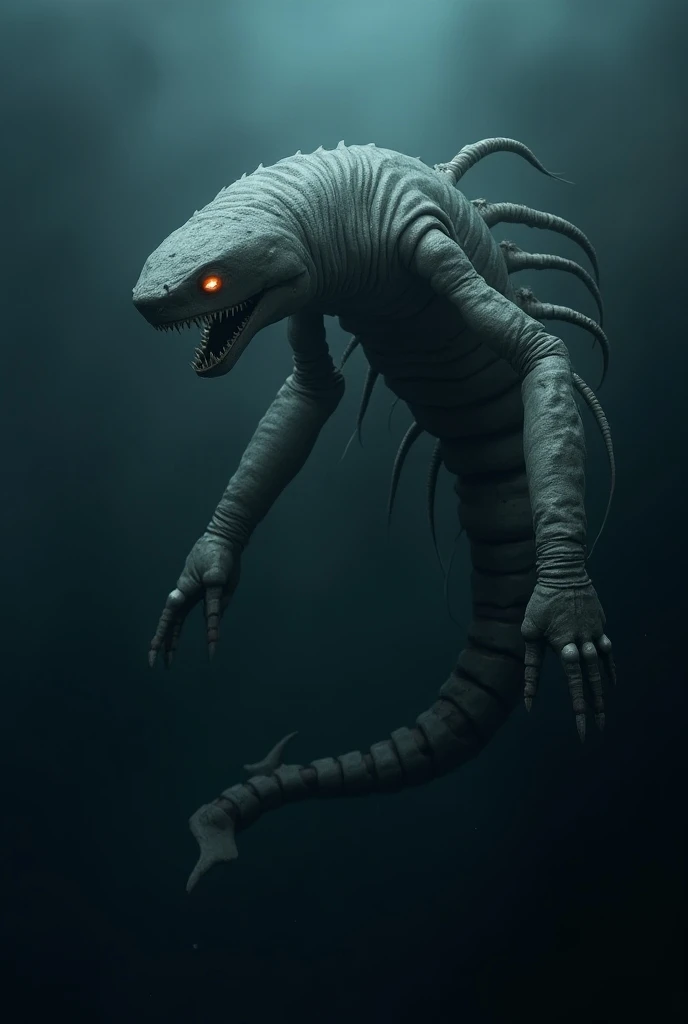 Humanoid snake, full of evil energy, with a dark smile