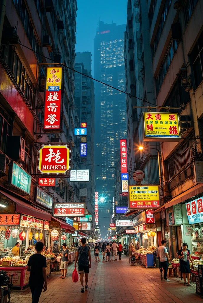 classic hongkong photo, high detailed, night, busy