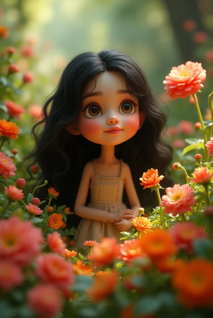 A beautiful Italian girl with long straight black hair, 2, is made among a pile of Legos, she is wearing only a floral apron and a shiny marigold flower wash dish and is happy.. Excellent quality, high detail. 8k image, low angle. Duch shot. look . Her breasts stand out, her sexy and attractive body is happy
