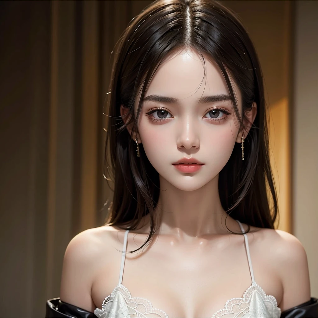 (NSFW), ((full naked:1.5)), (detailed Vagina), (8k, RAW photo, best quality, masterpiece: 1.2), (realistic, photorealistic: 1.37), 1 beautiful Japanese girl, 20 years old, solo, (Idol face:1.2), (beautiful detailed eyes:1.2), (symmetrical eyes:1.35), half open mouth, Realistic human skin, perfect anatomy, voluptuous, curvy body, (perfect medium breasts), big ass, big thick thighs, long full-wavy hair, (looking at viewer:1.2), front view, face focus, (depth_of_field:1.5), natural light, photon mapping, moody lighting, Cinematic Lighting, lens flare, available light, rim light, studio lighting, (hands behind back), beautiful cozy bedroom with floor to ceiling glass windows overlooking a cyberpunk city at night, thunderstorm outside with torrential rain, dark, gloomy, moody aesthetic, (Close Up:1.5),