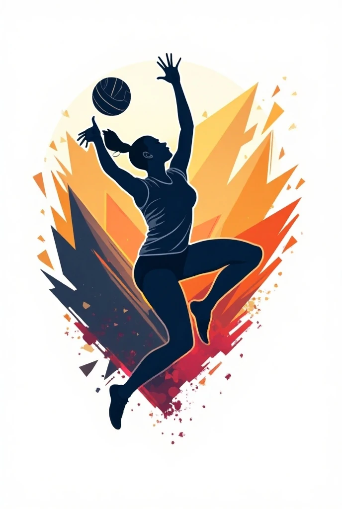 a coat of arms named "PLANETA VÔLEI" centered in the image  
- minimalist
- modern
- shadow of a volleyball player (woman)
- a small radiant star
- a simple contemporary sphere background art
- does not use many colors
