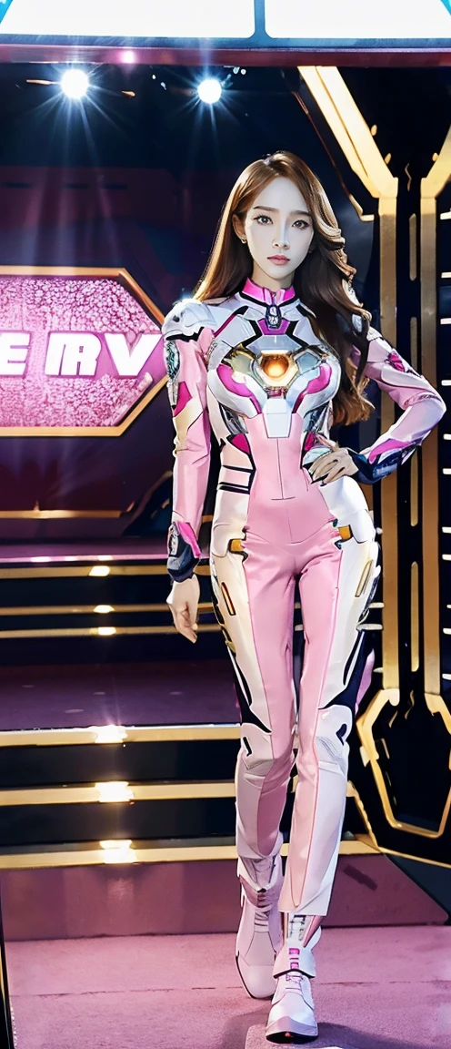 Accurate. 8K High Quality HD. Full Body Photo. Standing in a full height. Studio Background. 8k HD good quality image. Jessica Jung from SNSD has an ideal body, big breast, big butt, sexy wavy body, straight long hair, wearing a COLOURED PINK and WHITE Iron Man suit without the helmet. PINK Iron pants. PINK Iron Boots. Mechanical big Purple hands. FULL BODY FROM HEAD TO TOE. Standing in a FULL HEIGHT FROM HEAD TO TOE. 

The picture must show a complete head to toe picture of Jessica Jung