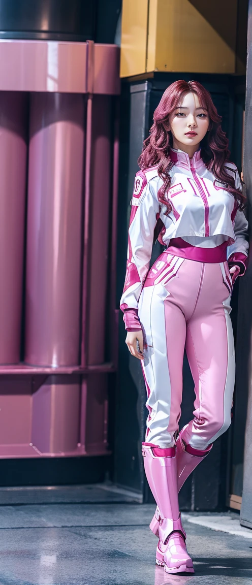 Accurate. 8K High Quality HD. Full Body Photo. Standing in a full height. Studio Background. 8k HD good quality image. Seulgi from SNSD has an ideal body, big breast, big butt, sexy wavy body, straight long hair, wearing a COLOURED PINK and WHITE Iron Man suit without the helmet. PINK Iron pants. PINK Iron Boots. Mechanical big Purple hands. FULL BODY FROM HEAD TO TOE. Standing in a FULL HEIGHT FROM HEAD TO TOE. 

The picture must show a complete head to toe picture of Seulgi