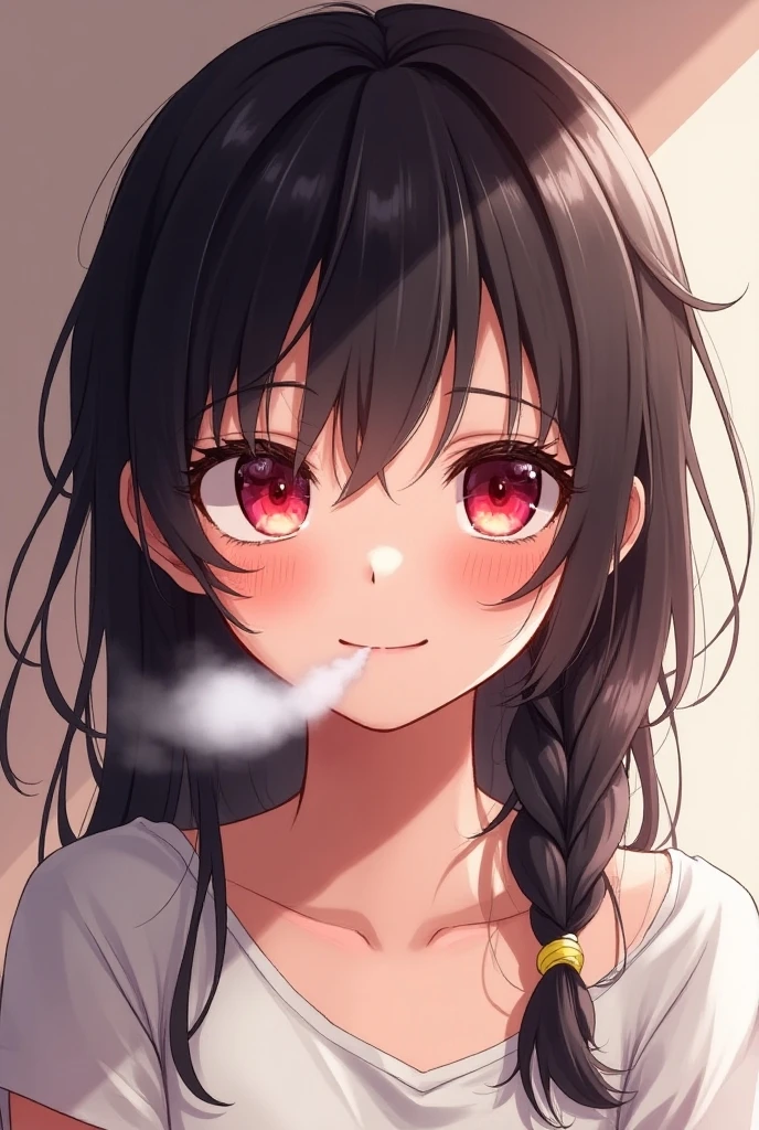 absurderes:1.8, realistic, Unity 8K Wallpaper, Masterpiece, detailed hair, highly detailed, realistic glistening skin、(dark-haired、short hair with long locks、white hairband、Red Eyes、off shoulders、all Red Sweater:1.3、long-sleeve)、(succubus smile、blush)、((bukkake on face:1.8、bukkake)), bed room:1.3
